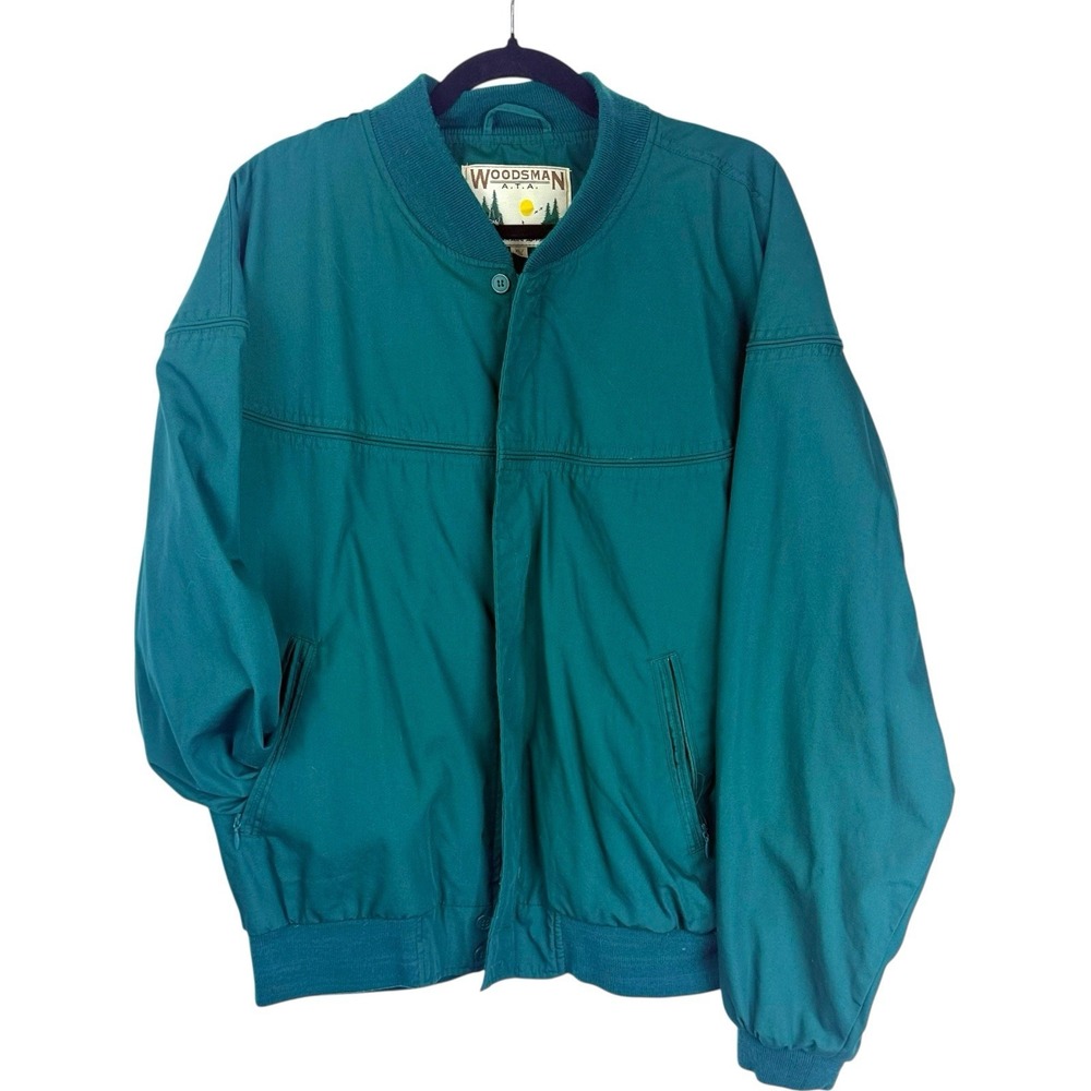 Vintage Woodsman ATA Bomber‎ Jacket XL Teal Green Retro Outdoor Gorpcore